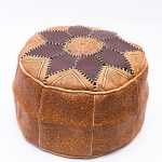 Stitched Sophistication: Bazzar Moroccan's Artisan Leather Pouf/Ottoman
