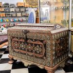 Exquisite Moroccan Wooden Sideboard with Bone Inlay