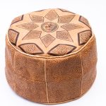 Authentic Moroccan Leather Pouf/Ottoman - Hand-Stitched Comfort